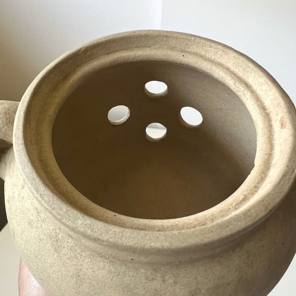 Vintage Studio Pottery Stoneware Garlic Keeper Leaf Mark USA Lid Kitchen Crock - Picture 8 of 14